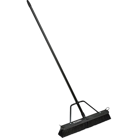 Global Industrial 24in Push Broom W/ Plastic Block & Steel Handle, Fine Sweep 641531